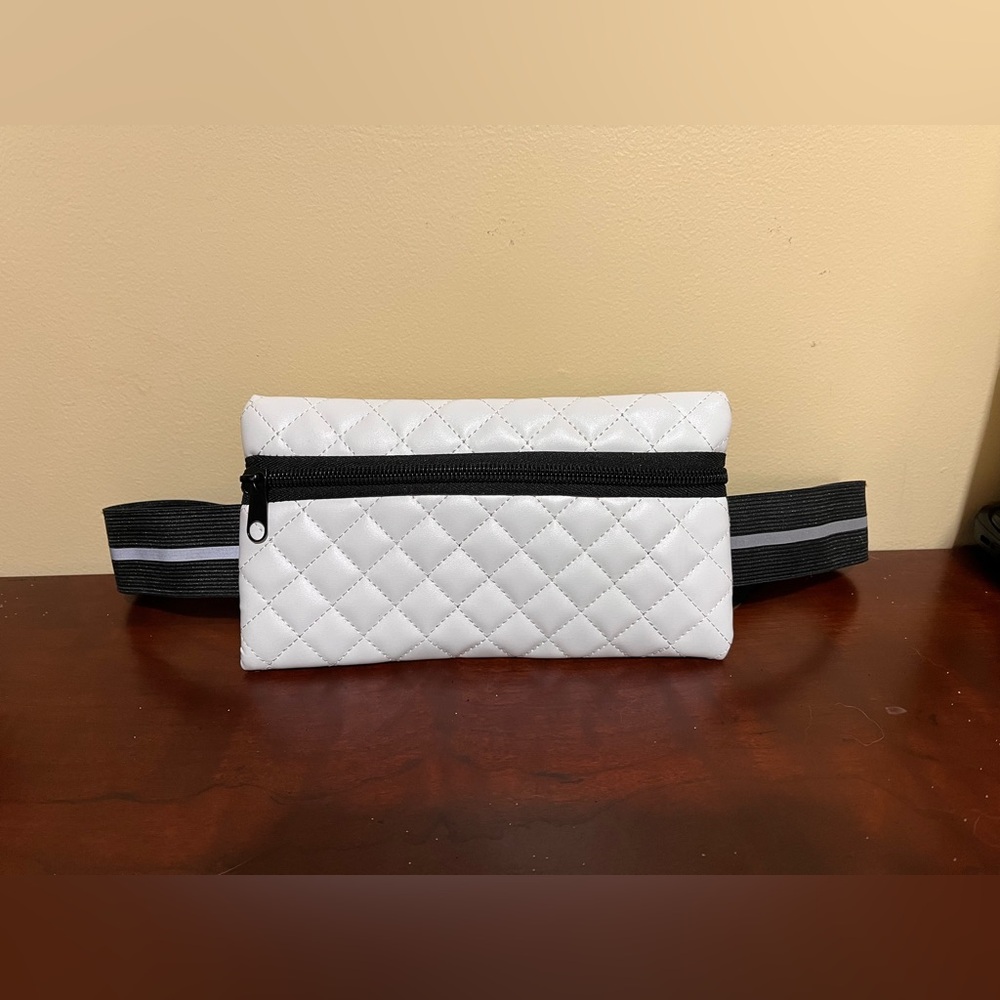 Quilted White Waist Bag